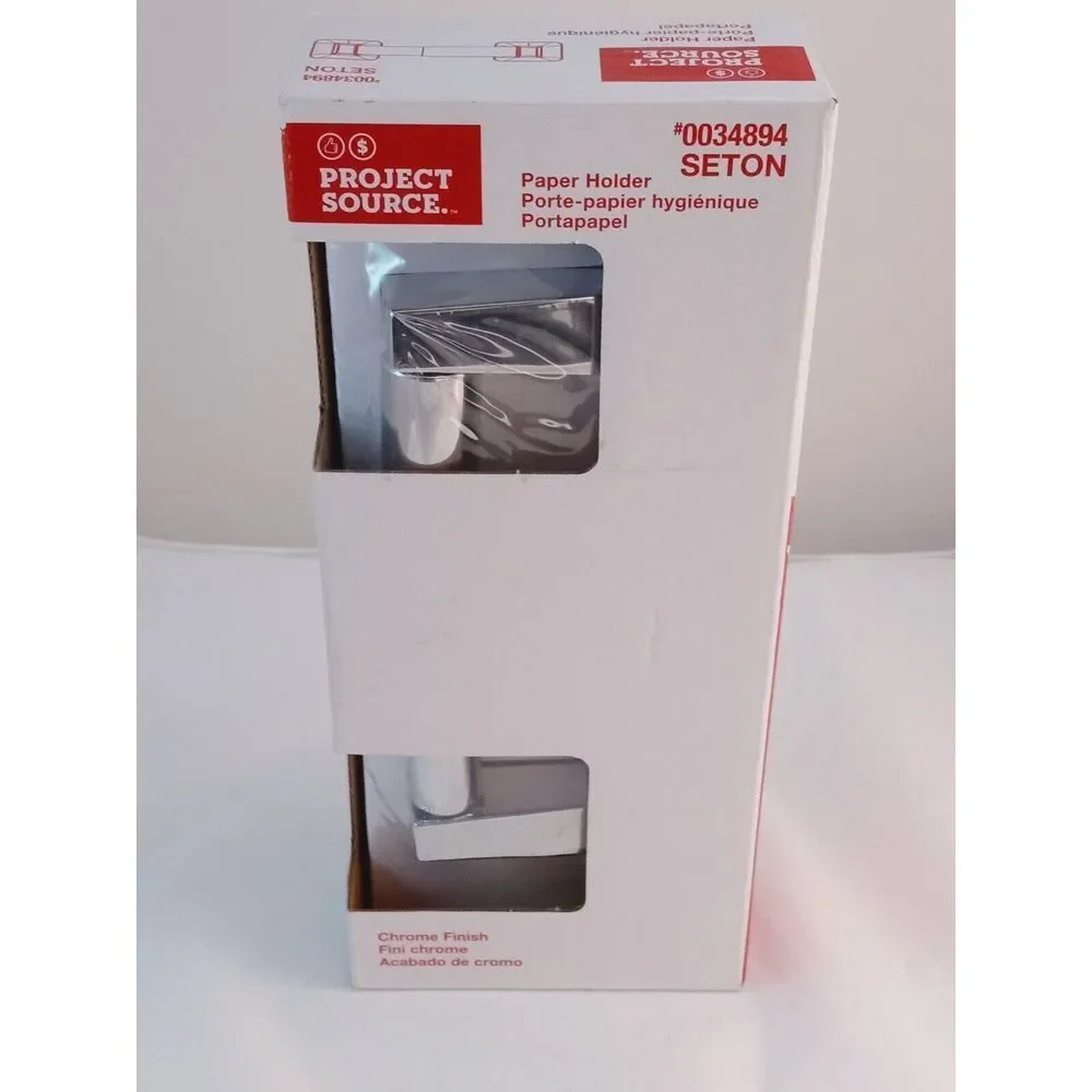Project Source Seton Chrome Wall Mount Spring-Loaded Toilet Paper Holder NEW!